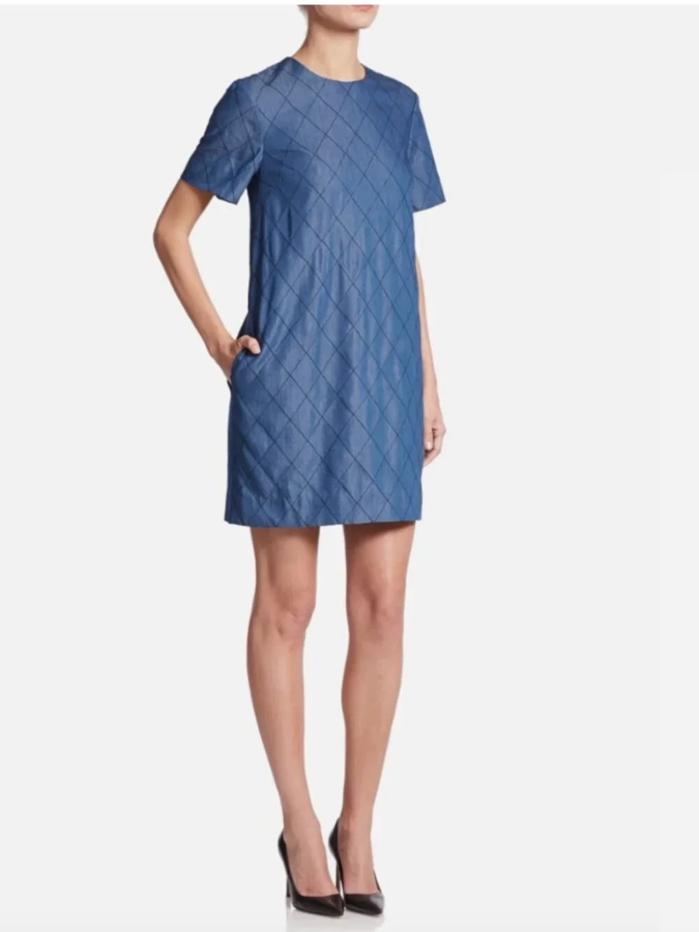 NEW Kate Spade New York Quilted Chambray Denim Shift Dress Size 4